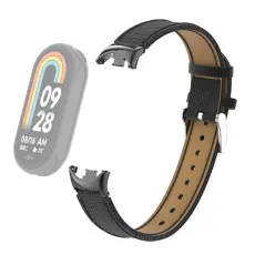  Xiaomi Smart Band 10/9/8 Armband &Auml;kta L&auml;der Litchi Svart - Teknikhallen.se