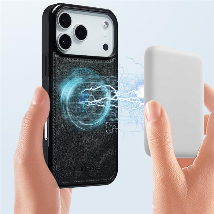 Bild 4, LC.IMEEKE LC.IMEEKE iPhone 17 Pro Max Skal MagSafe Läder Svart - Teknikhallen.se