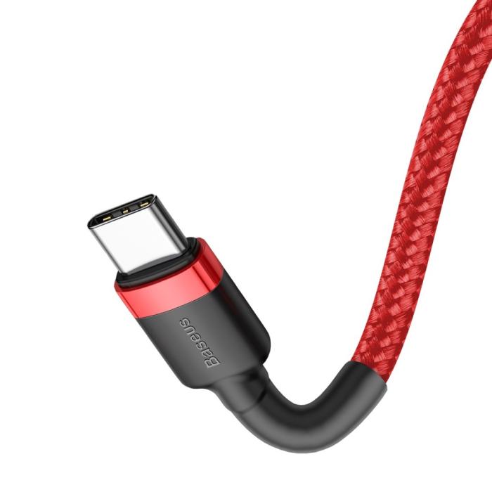 Bild 3, BASEUS BASEUS 60W 2m Type-C PD Flätad Nylon Kabel - Röd - Teknikhallen.se