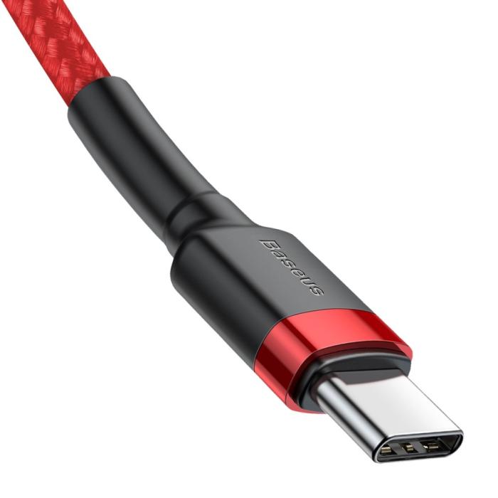 Bild 5, BASEUS BASEUS 60W 2m Type-C PD Flätad Nylon Kabel - Röd - Teknikhallen.se