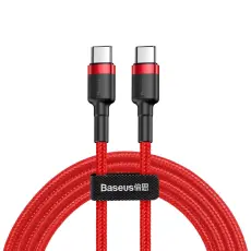 BASEUS BASEUS 60W 2m Type-C PD Fl&auml;tad Nylon Kabel - R&ouml;d - Teknikhallen.se