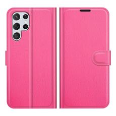  Samsung Galaxy S22 Ultra Fodral Litchi L&auml;der Rosa - Teknikhallen.se