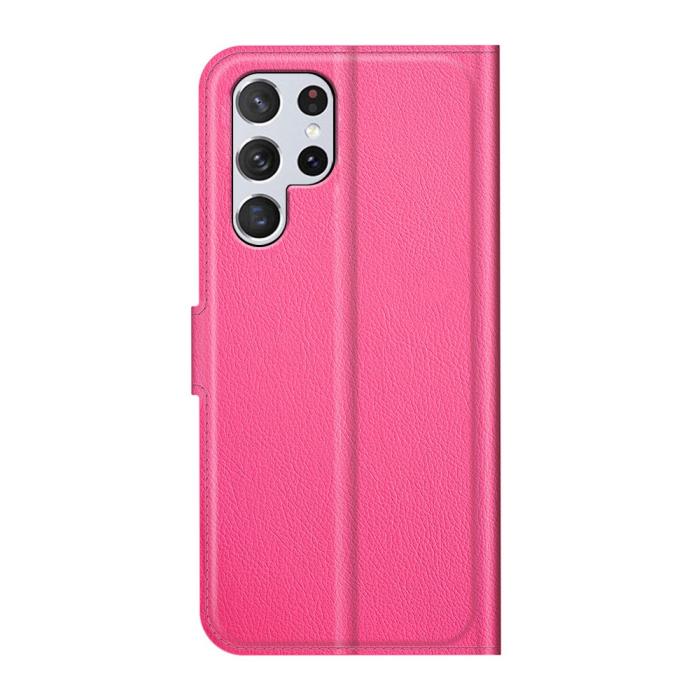 Bild 3,  Samsung Galaxy S22 Ultra Fodral Litchi Läder Rosa - Teknikhallen.se