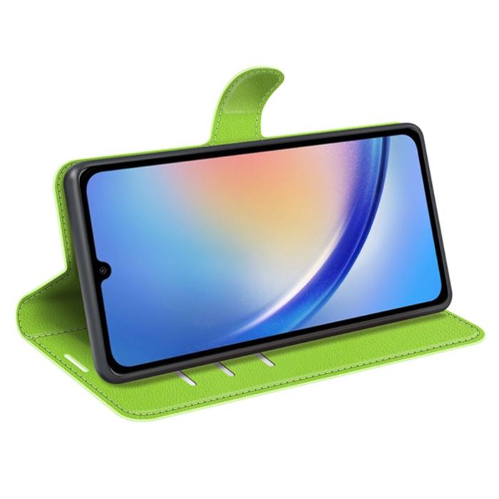 Bild 3,  Samsung Galaxy A35 5G Fodral Läder Litchi Grön - Teknikhallen.se