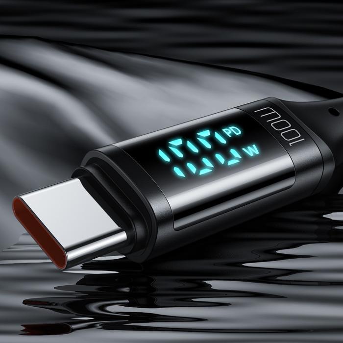 Bild 3, MCDODO Mcdodo 1.2m 100W USB-C - USB-C LED Snabbladdning Svart - Teknikhallen.se