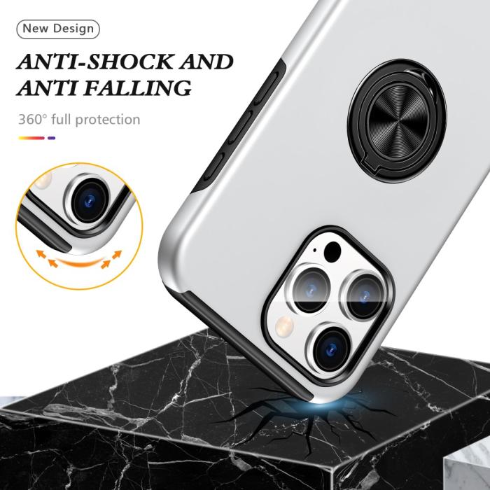Bild 3,  iPhone 16 Pro Skal Med Ringhållare Kickstand Silver - Teknikhallen.se
