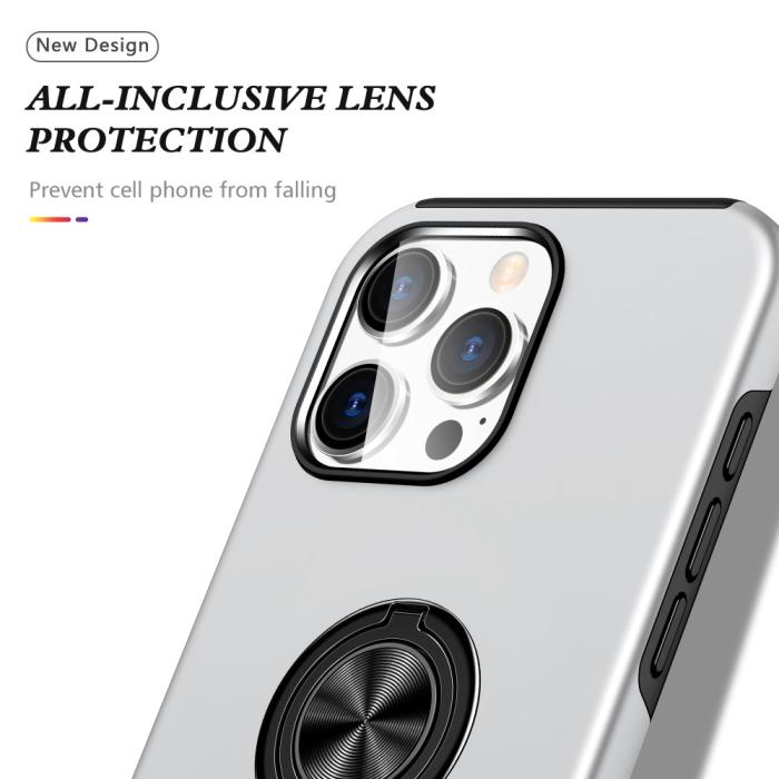 Bild 6,  iPhone 16 Pro Skal Med Ringhållare Kickstand Silver - Teknikhallen.se