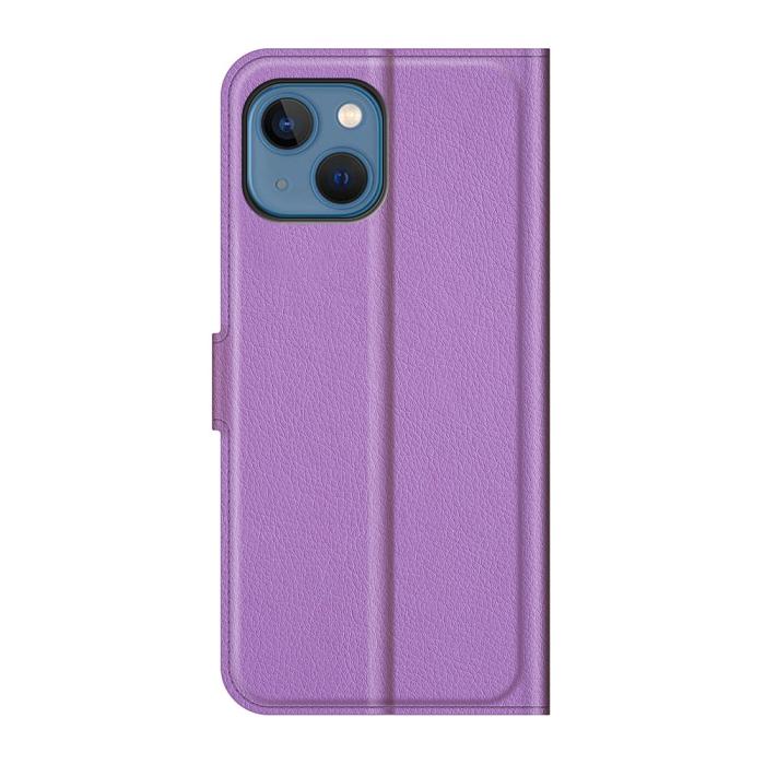 Bild 3,  iPhone 13 Mini Fodral Litchi Läder Lila - Teknikhallen.se