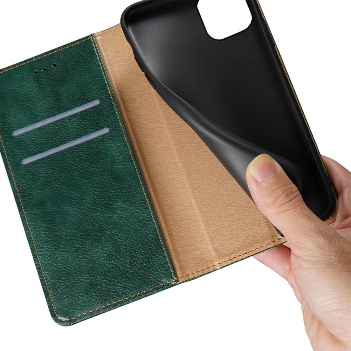 Bild 3,  Xiaomi Redmi 9C Fodral Flip Läder Mörk Grön - Teknikhallen.se