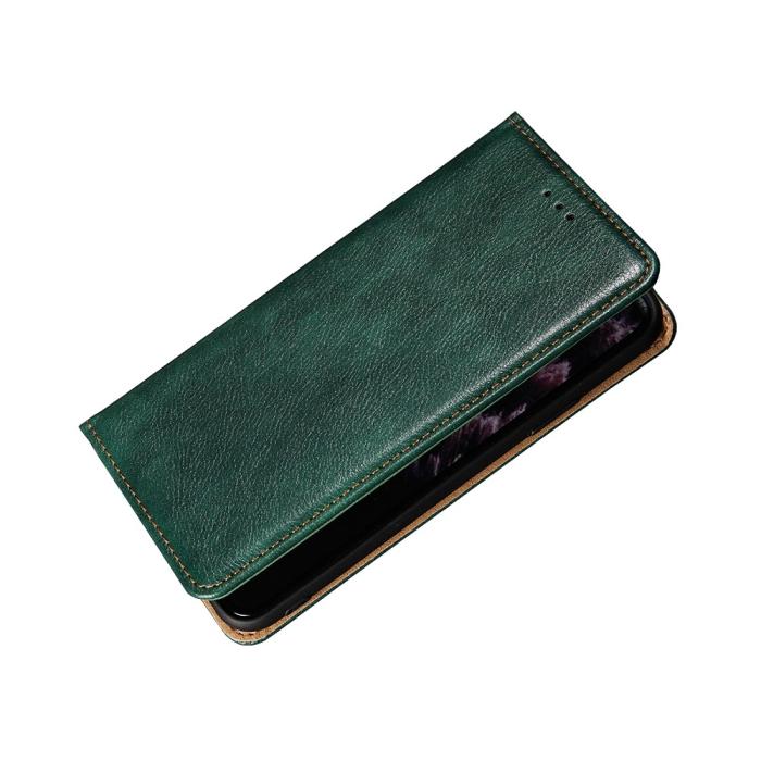 Bild 4,  Xiaomi Redmi 9C Fodral Flip Läder Mörk Grön - Teknikhallen.se
