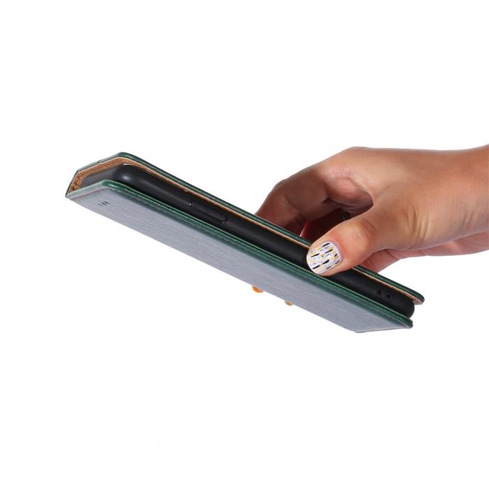 Bild 6,  Xiaomi Redmi 9C Fodral Flip Läder Mörk Grön - Teknikhallen.se