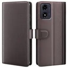  Motorola Moto G04 4G/G24 4G &Auml;kta L&auml;der Fodral Brun - Teknikhallen.se