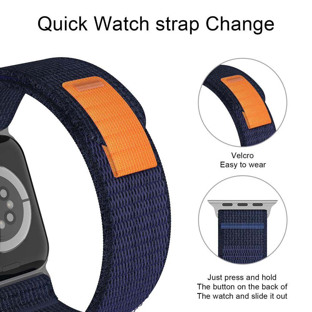 ColorPop Apple Watch 42/44/45/49 mm Armband Nylon Trail Loop Midnight Blue - Teknikhallen.se