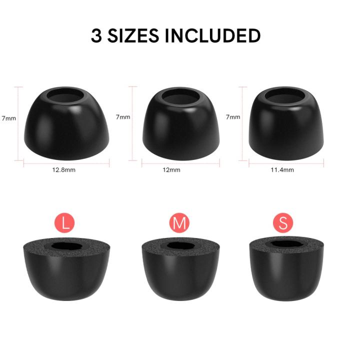 Bild 3,  3-PACK Öronpluggar / Earbuds Galaxy Buds Pro/Buds Pro 2 Svart - Teknikhallen.se