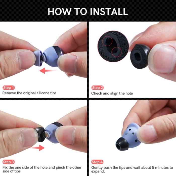 Bild 4,  3-PACK Öronpluggar / Earbuds Galaxy Buds Pro/Buds Pro 2 Svart - Teknikhallen.se