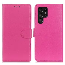  Samsung Galaxy S26 Ultra Fodral Litchi L&auml;der Rosa - Teknikhallen.se