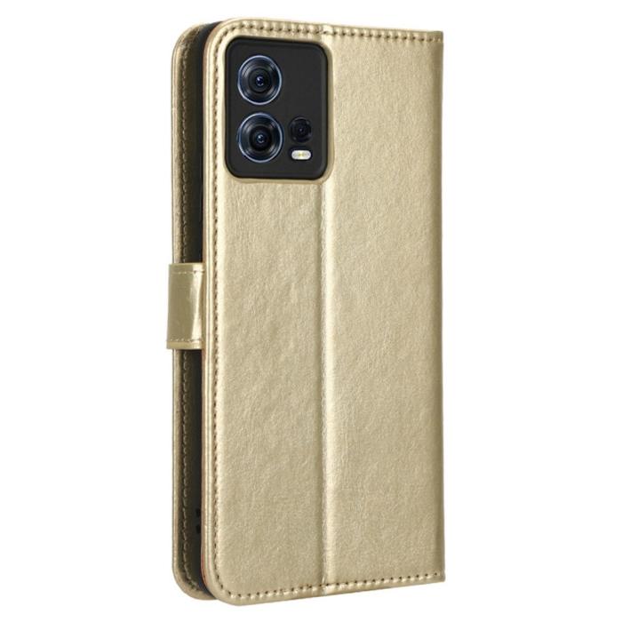 Bild 6,  Motorola Edge 30 Fusion 5G Fodral Crazy Horse Läder Guld - Teknikhallen.se