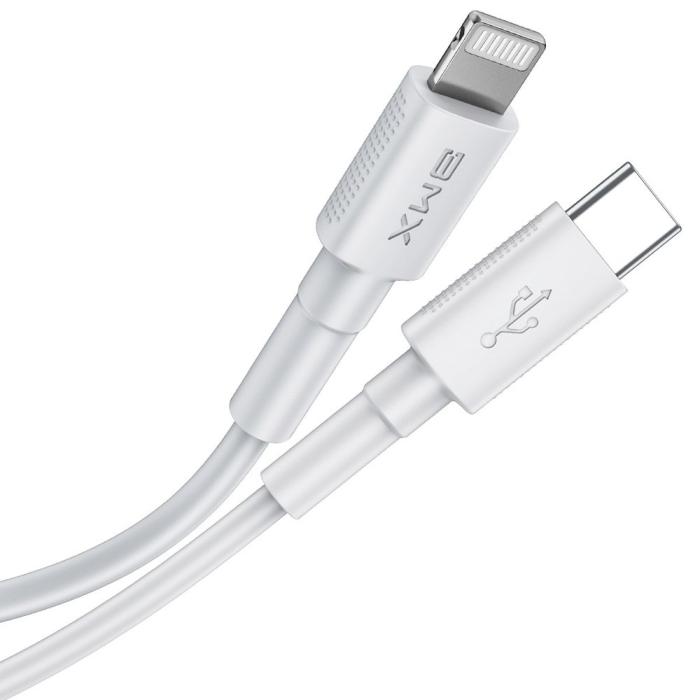 Bild 2, BASEUS Baseus BMX MFi 1.2m 18W USB-C - Lightning Kabel - Vit - Teknikhallen.se