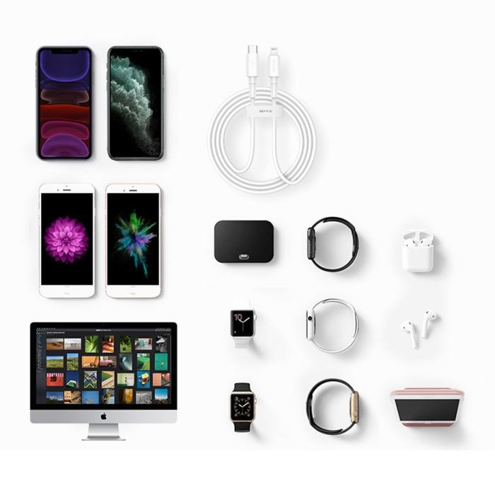 Bild 3, BASEUS Baseus BMX MFi 1.2m 18W USB-C - Lightning Kabel - Vit - Teknikhallen.se