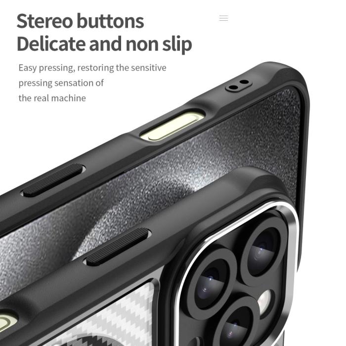 Bild 6,  iPhone 16 Pro Max Skal MagSafe Hybrid Kolfiber Textur Svart - Teknikhallen.se