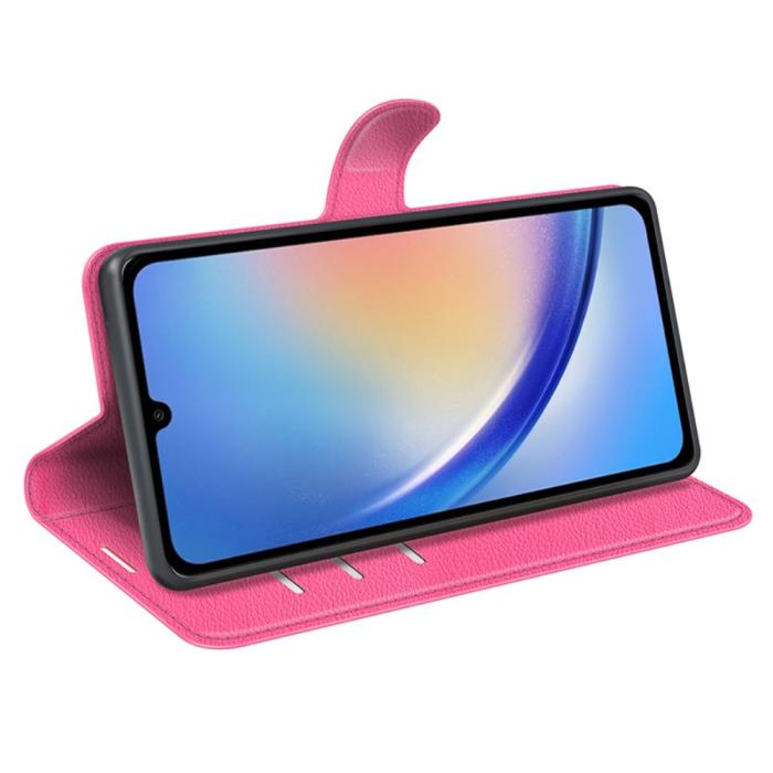 Bild 3,  Samsung Galaxy A35 5G Fodral Läder Litchi Rosa - Teknikhallen.se