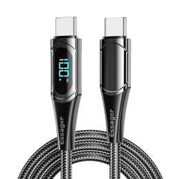 ESSAGER ESSAGER 1m 100W USB-C - USB-C LED Snabbladdning Svart - Teknikhallen.se