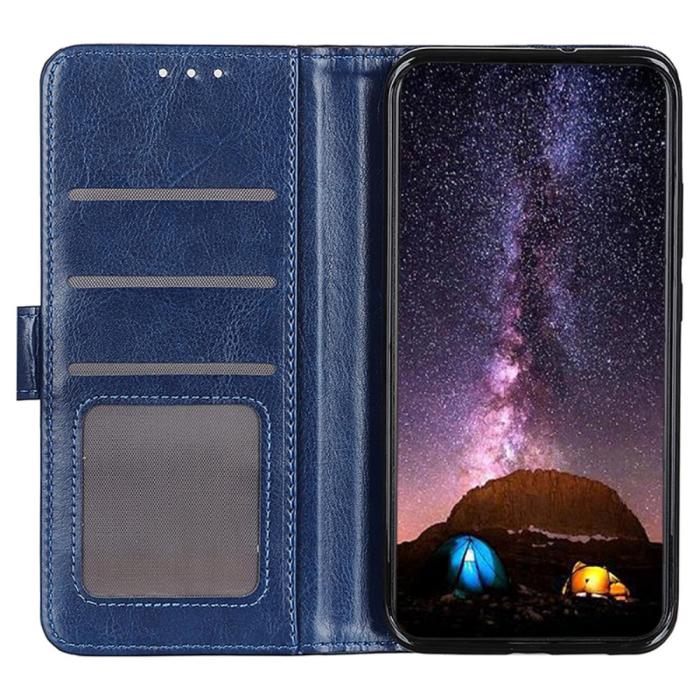 Bild 2,  Galaxy S25 Plus / S24 Plus Fodral Crazy Horse Läder Blå - Teknikhallen.se