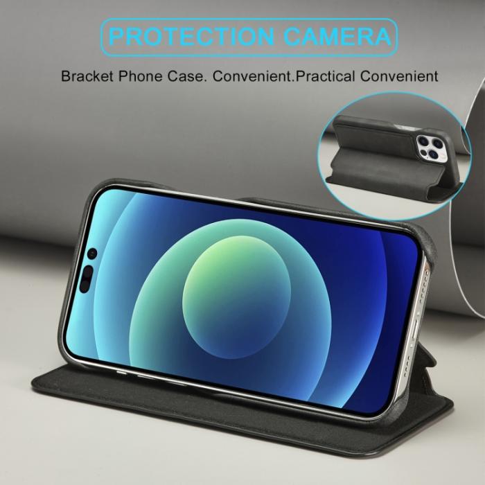 Bild 6, LC.IMEEKE LC.IMEEKE iPhone 14 Pro Fodral Slim Flip Svart - Teknikhallen.se