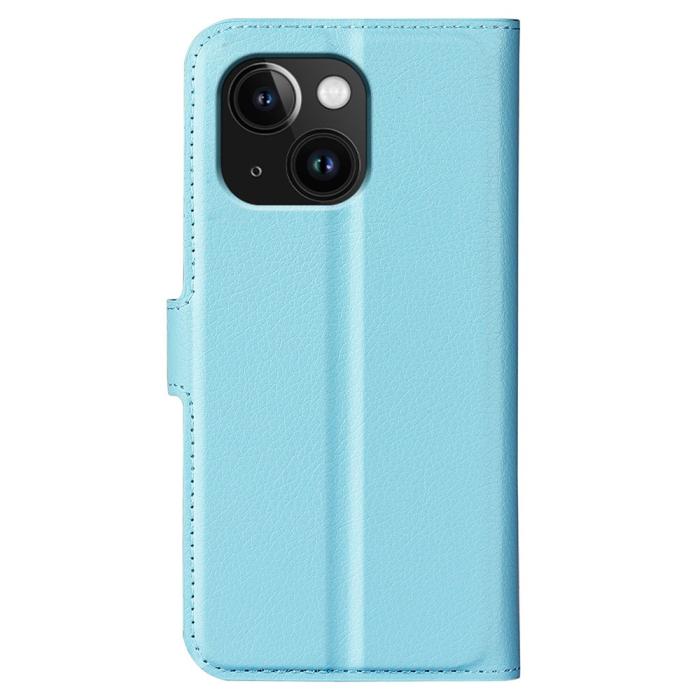 Bild 6,  iPhone 15 Plus Fodral Litchi Textur Ljus Blå - Teknikhallen.se