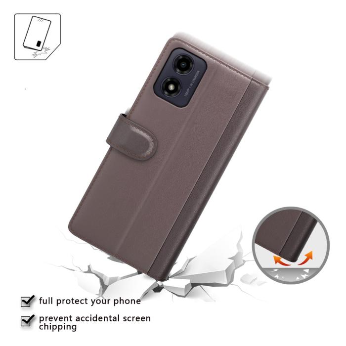 Bild 4,  Motorola Moto G04 4G/G24 4G Äkta Läder Fodral Brun - Teknikhallen.se