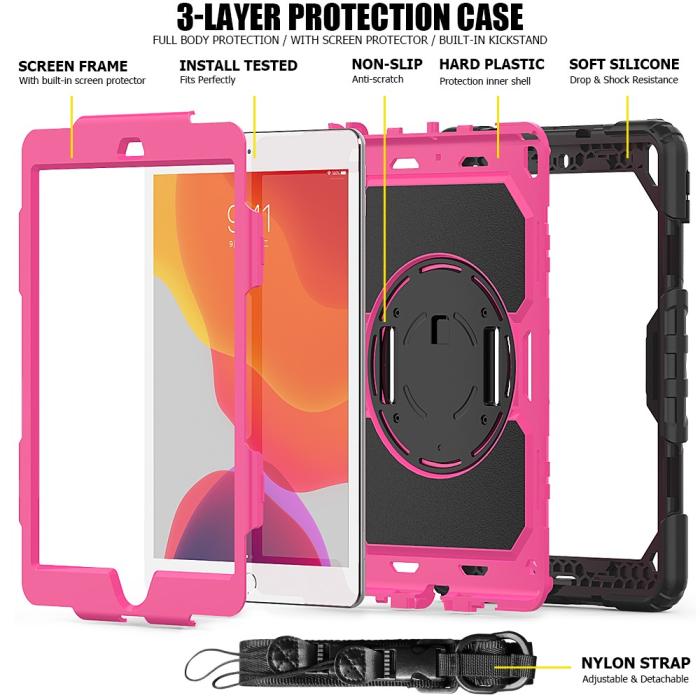 Bild 4,  iPad 10.2 2019/2020/2021 Skal 360° Kickstand Med Strap - Teknikhallen.se