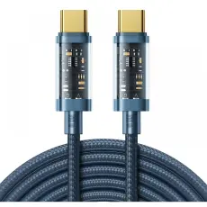 JOYROOM Joyroom 1.2m 100W USB-C / USB-C Nylonkabel Bl&aring; - Teknikhallen.se