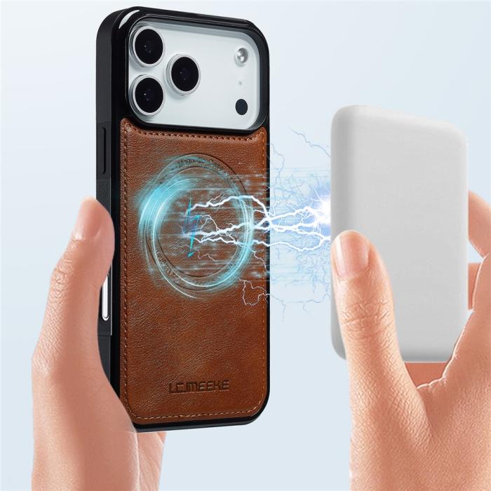 Bild 4, LC.IMEEKE LC.IMEEKE iPhone 17 Pro Max Skal MagSafe Läder Brun - Teknikhallen.se