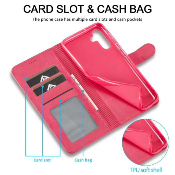 Bild 6, LC.IMEEKE LC.IMEEKE Samsung Galaxy A24 5G Fodral Läder Röd/Rosa - Teknikhallen.se