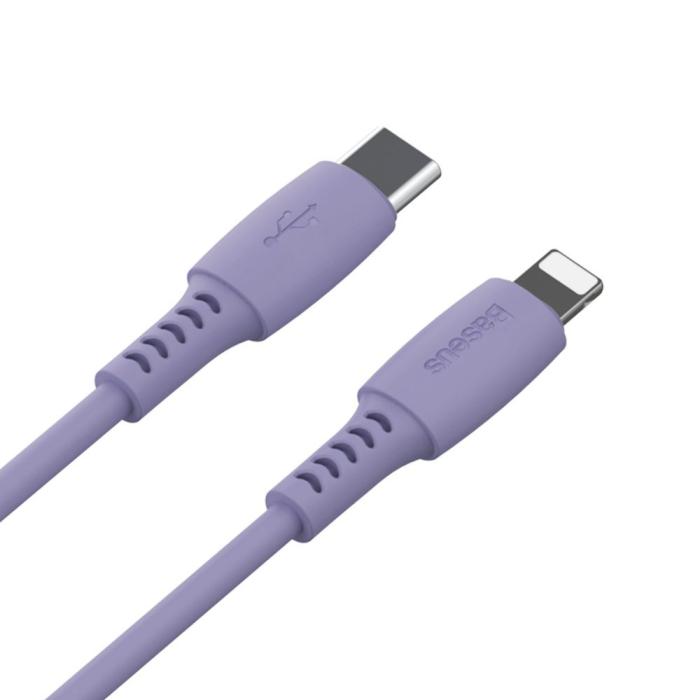 Bild 2, BASEUS Baseus 1.2m 18W USB-C PD - Lightning Kabel - Lila - Teknikhallen.se