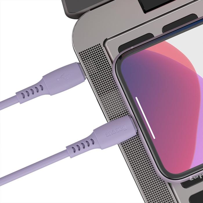 Bild 4, BASEUS Baseus 1.2m 18W USB-C PD - Lightning Kabel - Lila - Teknikhallen.se