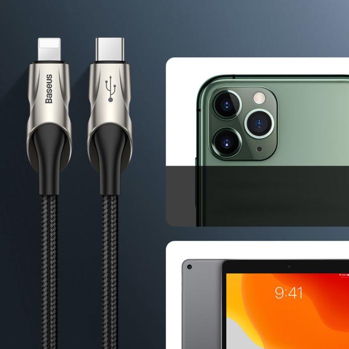 Bild 4, BASEUS Baseus 1m 18W PD Lightning - USB-C Med LED - Svart - Teknikhallen.se