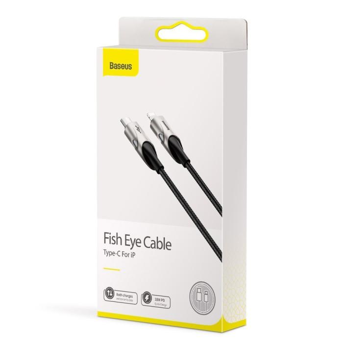 Bild 5, BASEUS Baseus 1m 18W PD Lightning - USB-C Med LED - Svart - Teknikhallen.se