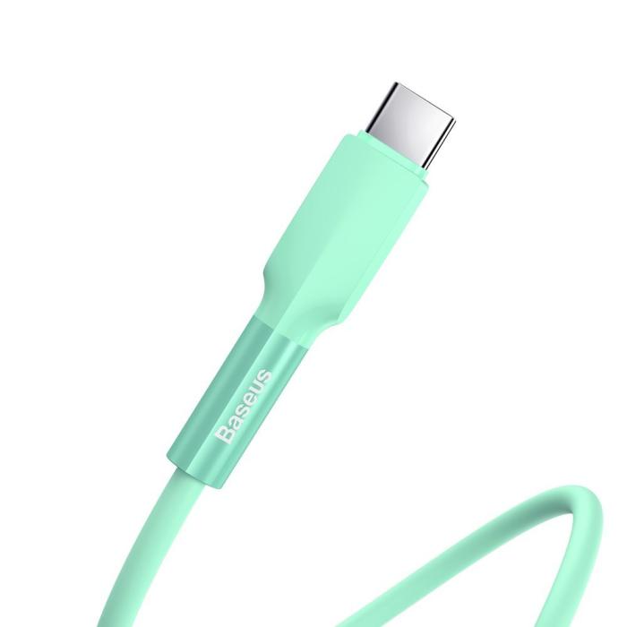 Bild 2, BASEUS Baseus Silica Gel 1m 3A USB-C Kabel - Grön - Teknikhallen.se