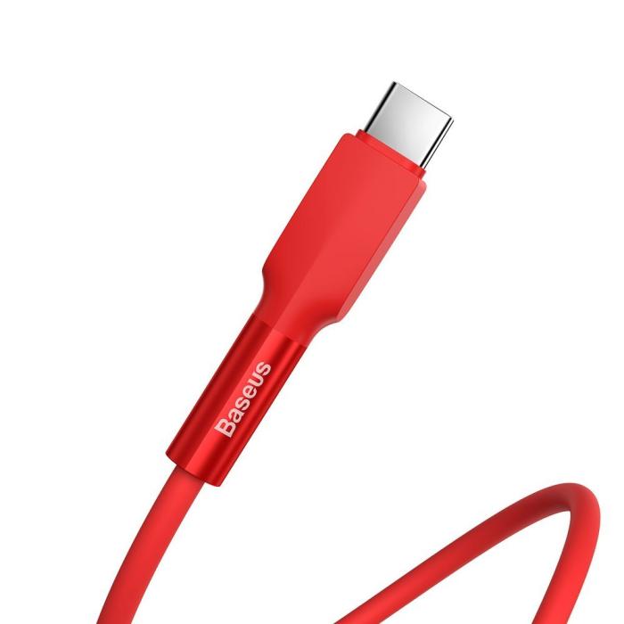 Bild 2, BASEUS Baseus Silica Gel 1m 3A USB-C Kabel - Röd - Teknikhallen.se