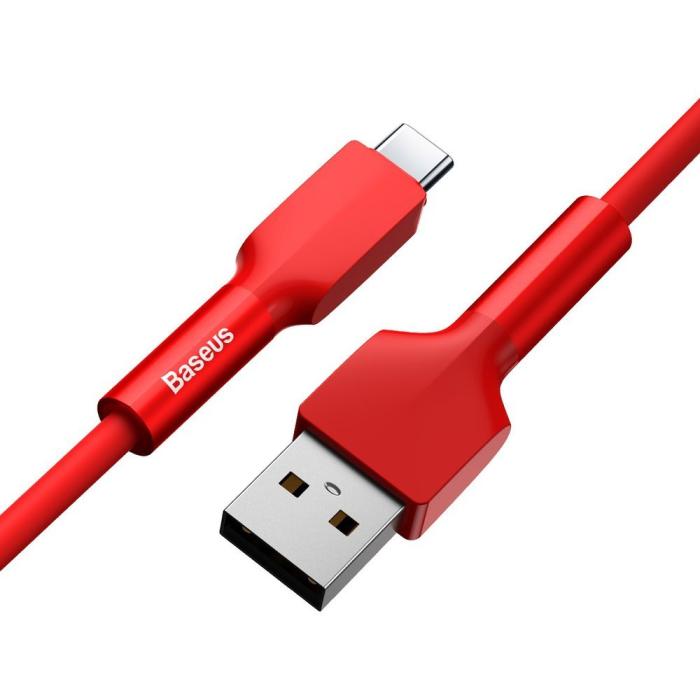 Bild 3, BASEUS Baseus Silica Gel 1m 3A USB-C Kabel - Röd - Teknikhallen.se