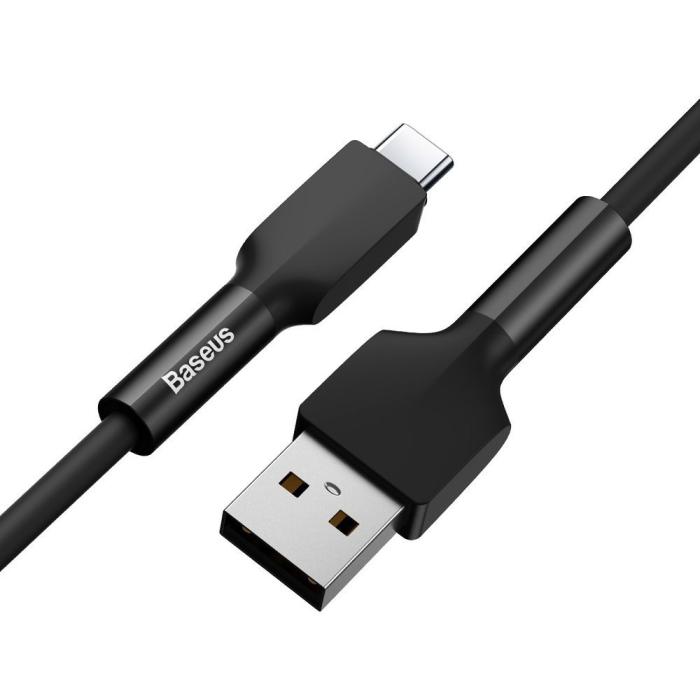 Bild 2, BASEUS Baseus Silica Gel 2m 2A USB-C Kabel - Svart - Teknikhallen.se