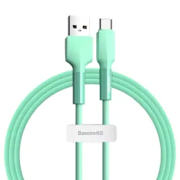 BASEUS Baseus Silica Gel 1m 3A USB-C Kabel - Grön - Teknikhallen.se