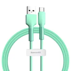 BASEUS Baseus Silica Gel 1m 3A USB-C Kabel - Gr&ouml;n - Teknikhallen.se