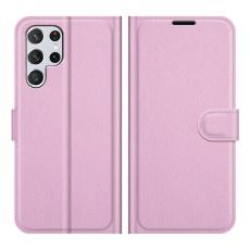  Samsung Galaxy S22 Ultra Fodral Litchi L&auml;der Ljus Rosa - Teknikhallen.se