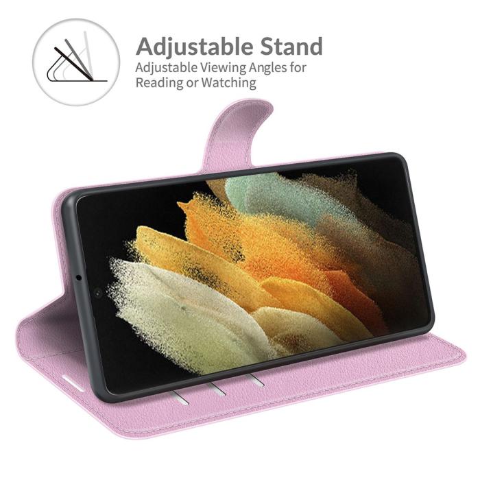 Bild 5,  Samsung Galaxy S22 Ultra Fodral Litchi Läder Ljus Rosa - Teknikhallen.se