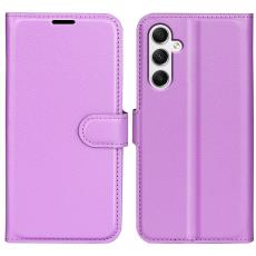  Samsung Galaxy A35 5G Fodral L&auml;der Litchi Lila - Teknikhallen.se