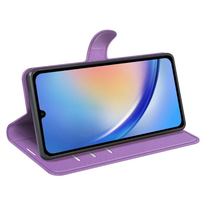 Bild 3,  Samsung Galaxy A35 5G Fodral Läder Litchi Lila - Teknikhallen.se