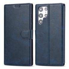  Samsung Galaxy S22 Ultra Fodral Retro Matt L&auml;der Bl&aring; - Teknikhallen.se