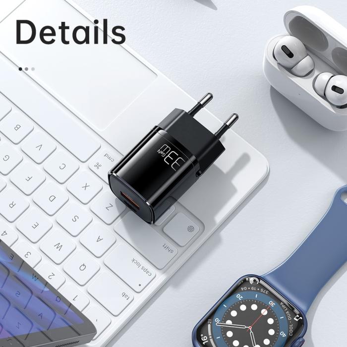 Bild 6, MCDODO Mcdodo 33W GaN PD USB-C/USB-A Väggladdare Svart - Teknikhallen.se